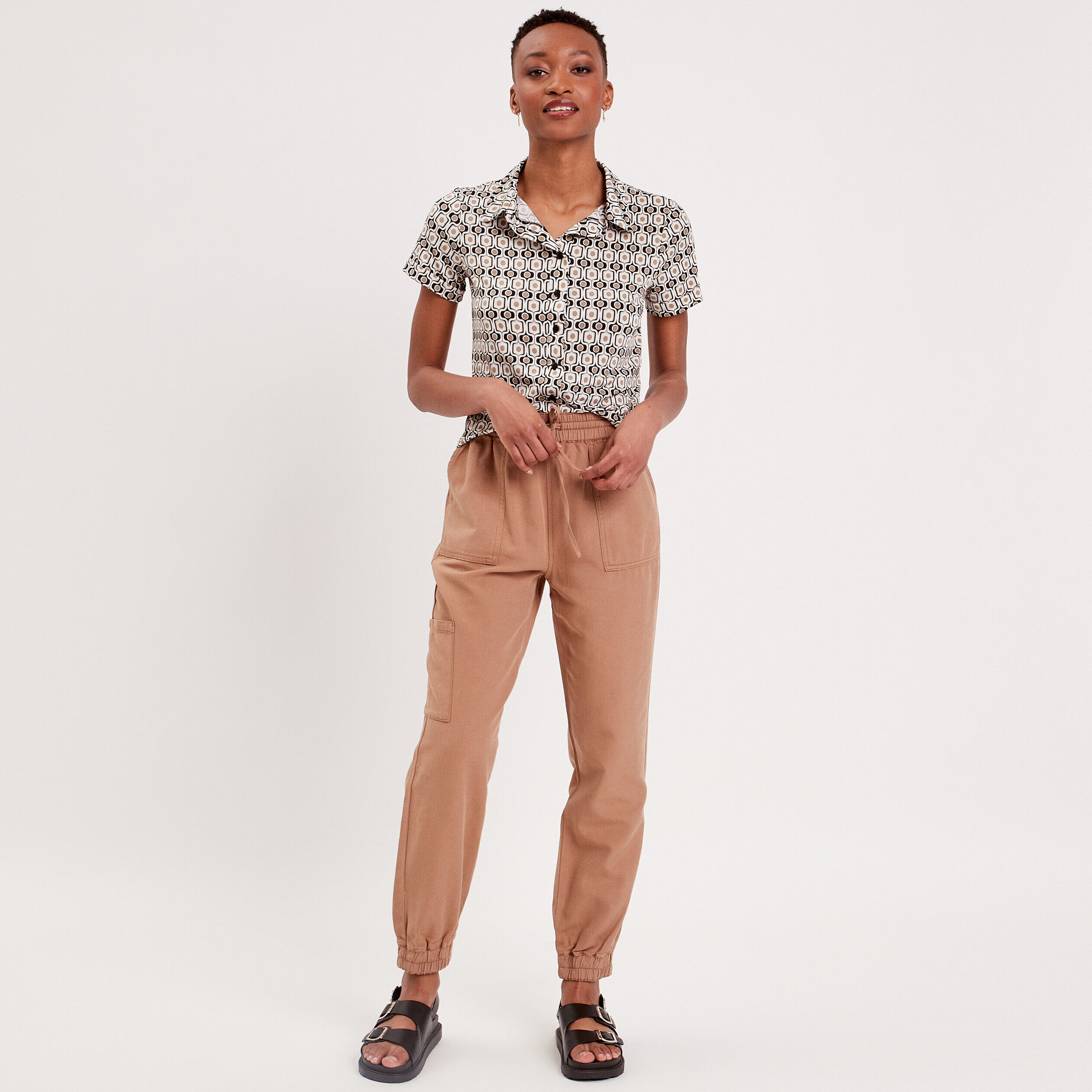 Chemise manches courtes beige femme | Cache Cache