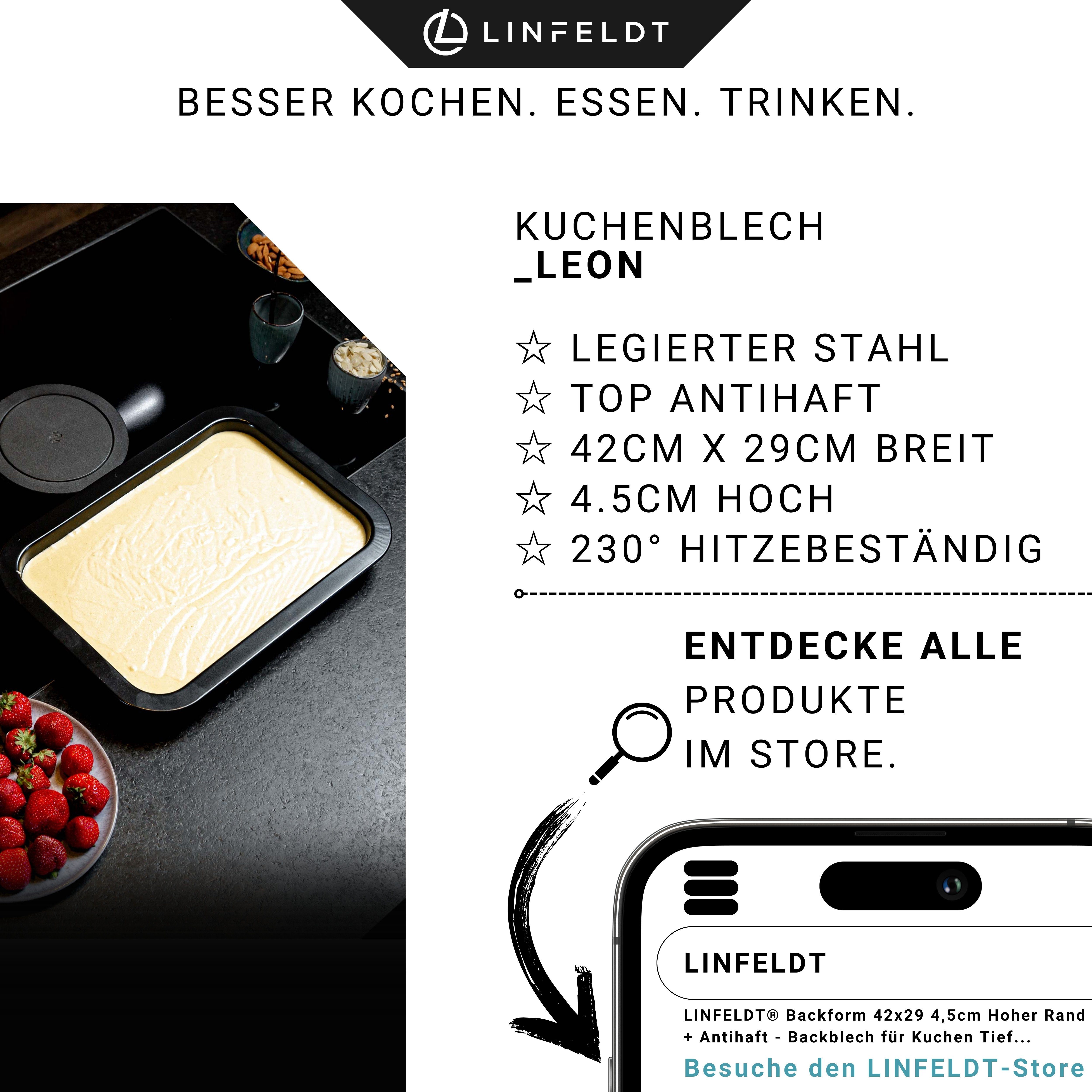 LINFELDT Kuchenblech hochwertig beschichtetes Backblech 42x29x4cm
