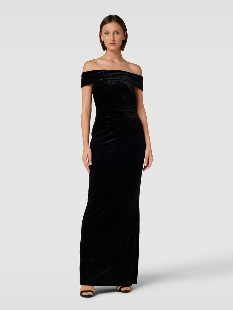Abendkleid mit Effektgarn in schwarz