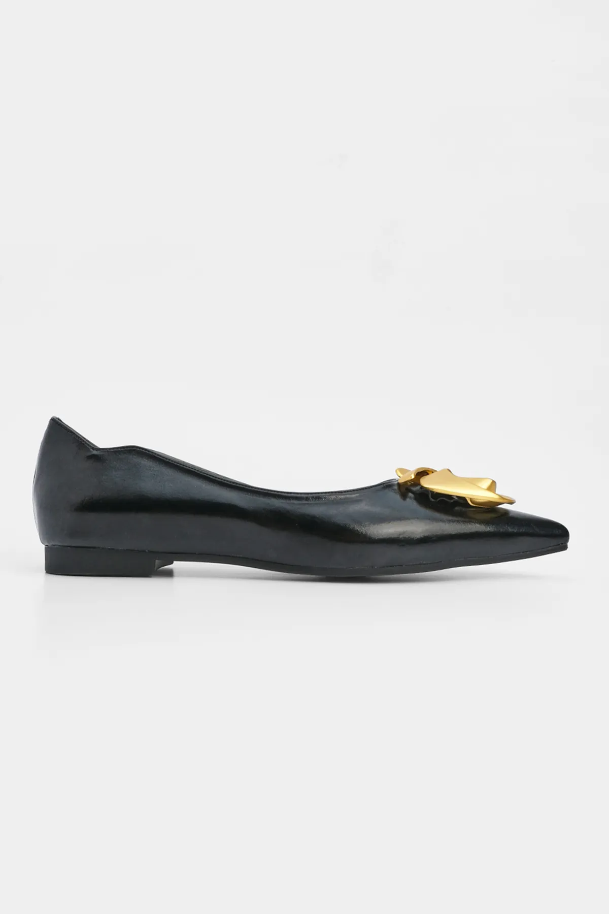 Marjin  Ballerinas mit spitzer Spitze und Schnalle für Damen Zenta Schwarz