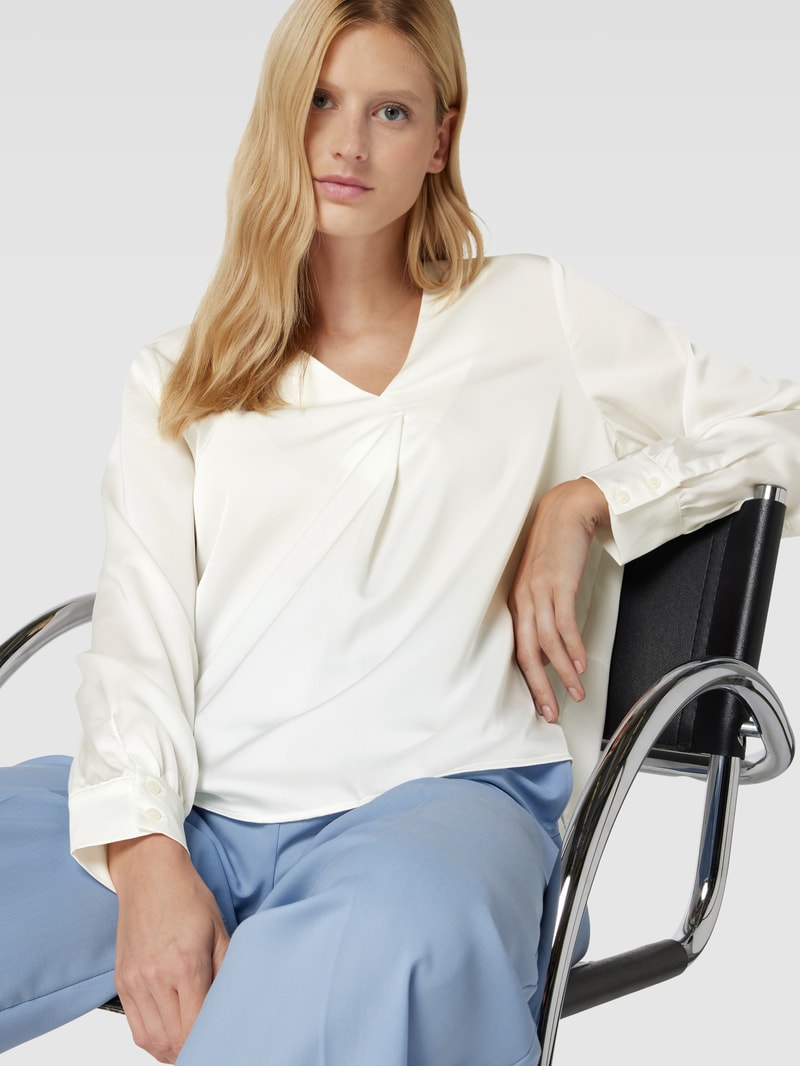 Bluse mit V-Ausschnitt Modell 'ELLETTE' in offwhite