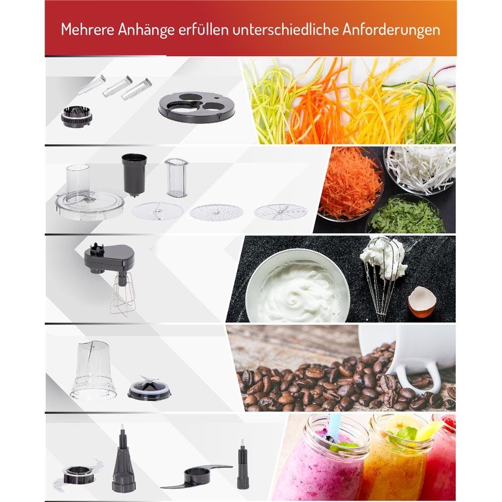 Adler Küchenmaschine AD 4224, 2000W, 3,5L, 12in1 Multifunktionales Küchengerät mit LCD-Anzeige