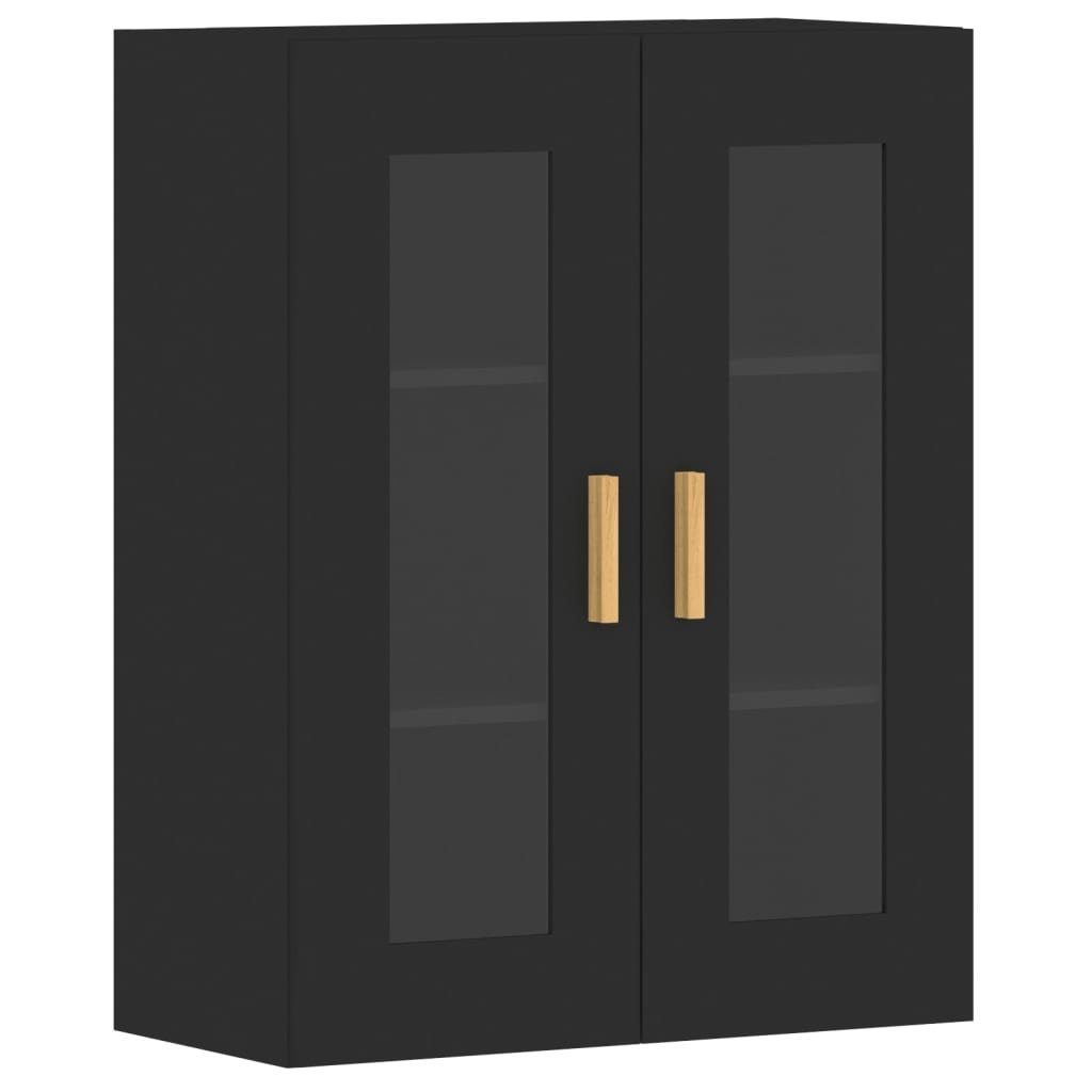 vidaXL Anrichte Wandschränke 2 Stk Schwarz Holzwerkstoff Glas Vitrine Hängeschrank