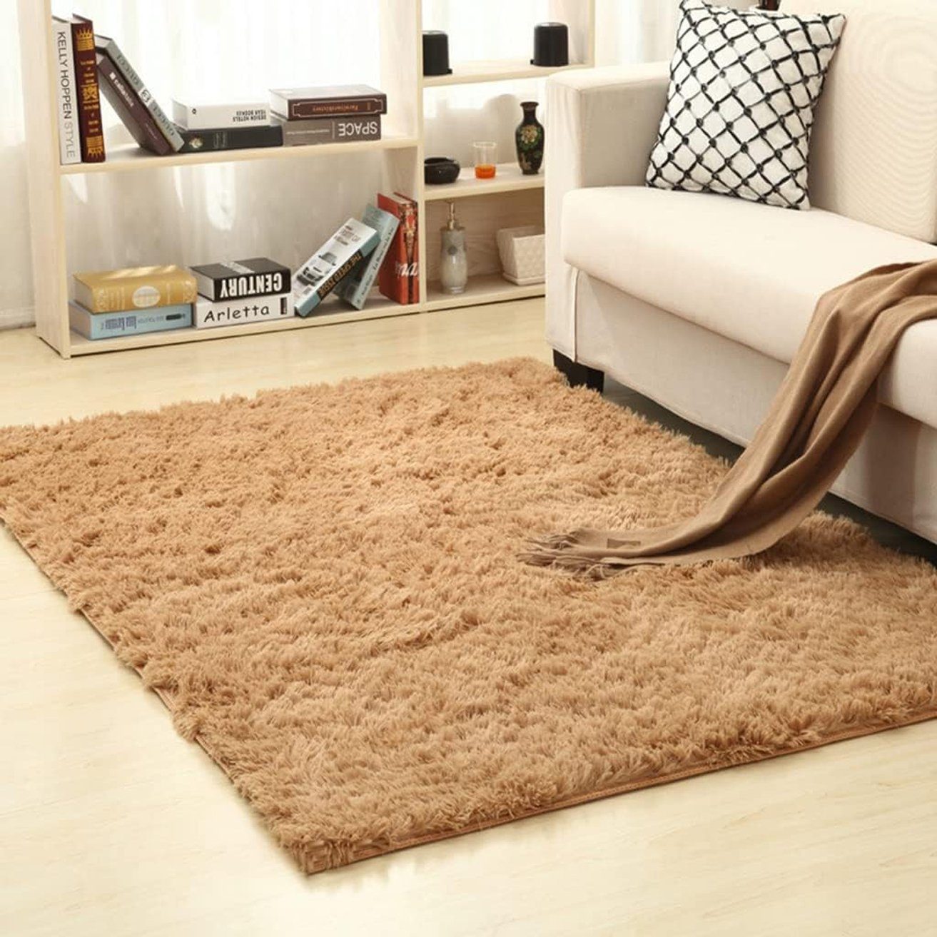 Bettumrandung Teppiche,quadrat Shag Teppich flur teppiche HOHEA H, (1-tlg., bequeme Shag-Teppiche, für Jungen, Mädchen Schlafzimmer Höhe: 8 mm), Wohnzimmerteppiche,Esszimmerteppiche,Rutschfeste