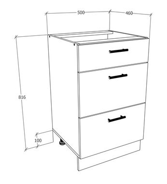 VCM Unterschrank Küchenschrank B 50 cm Unterschrank Schublade Esilo