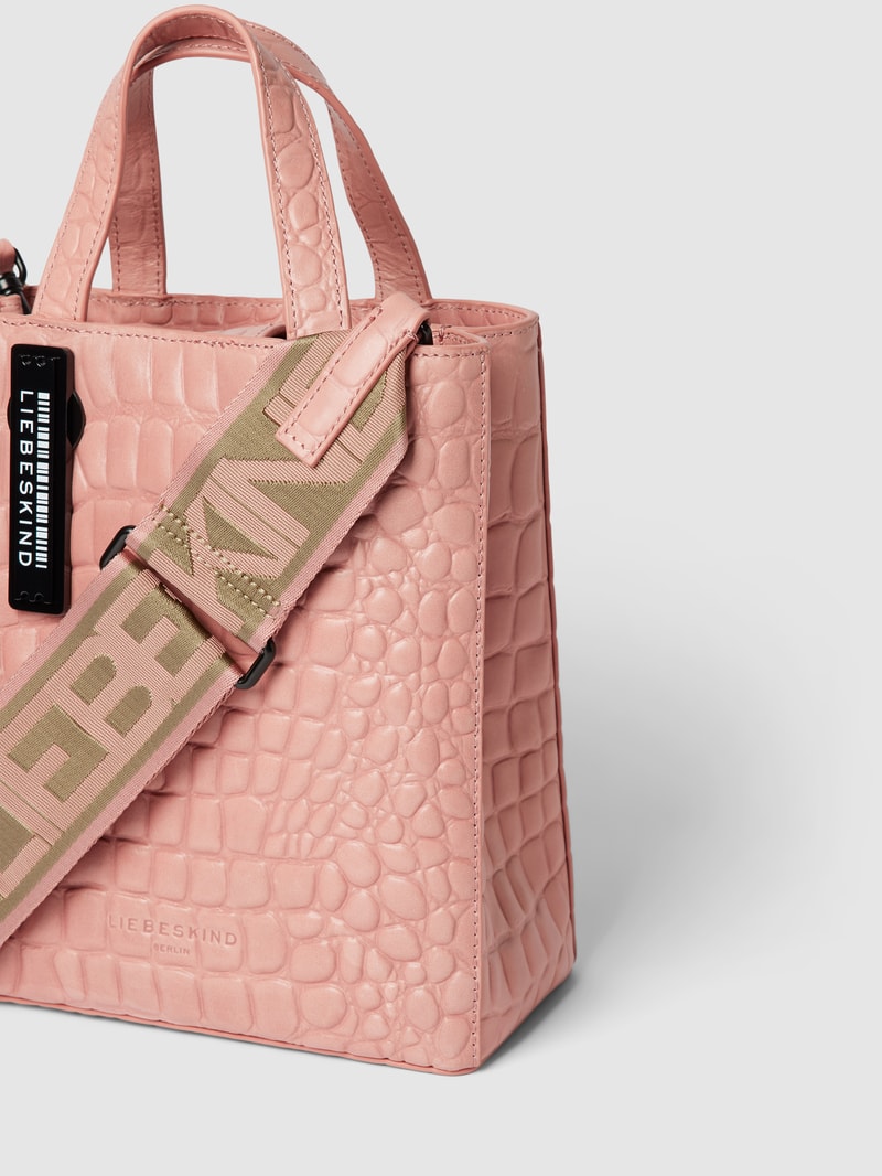Tote Bag in Reptil-Optik Modell 'Paper Bag' in rosé