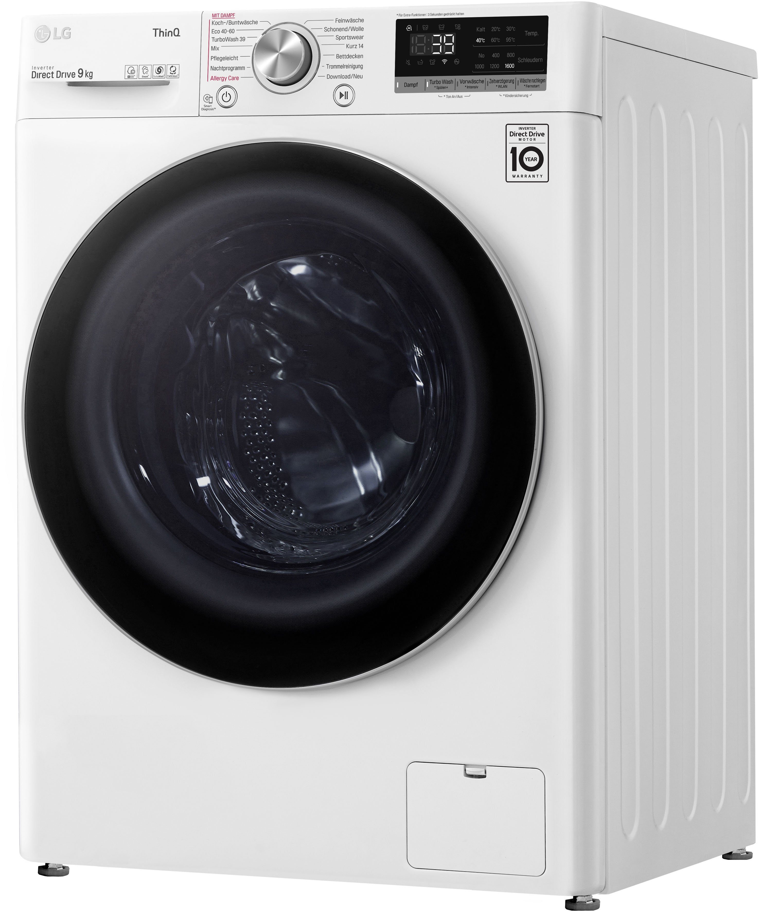LG Waschmaschine F6WV709P1, 9 kg, 1600 U/min, TurboWash® - Waschen in nur 39 Minuten