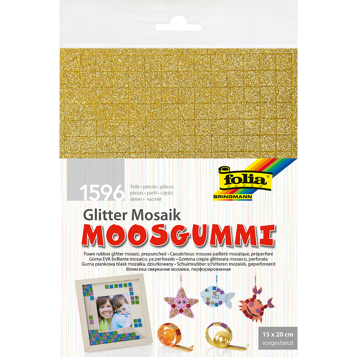 Glitter-Mosaik Moosgummi vorgestanzt, 1.596 Teile in 6 Farben