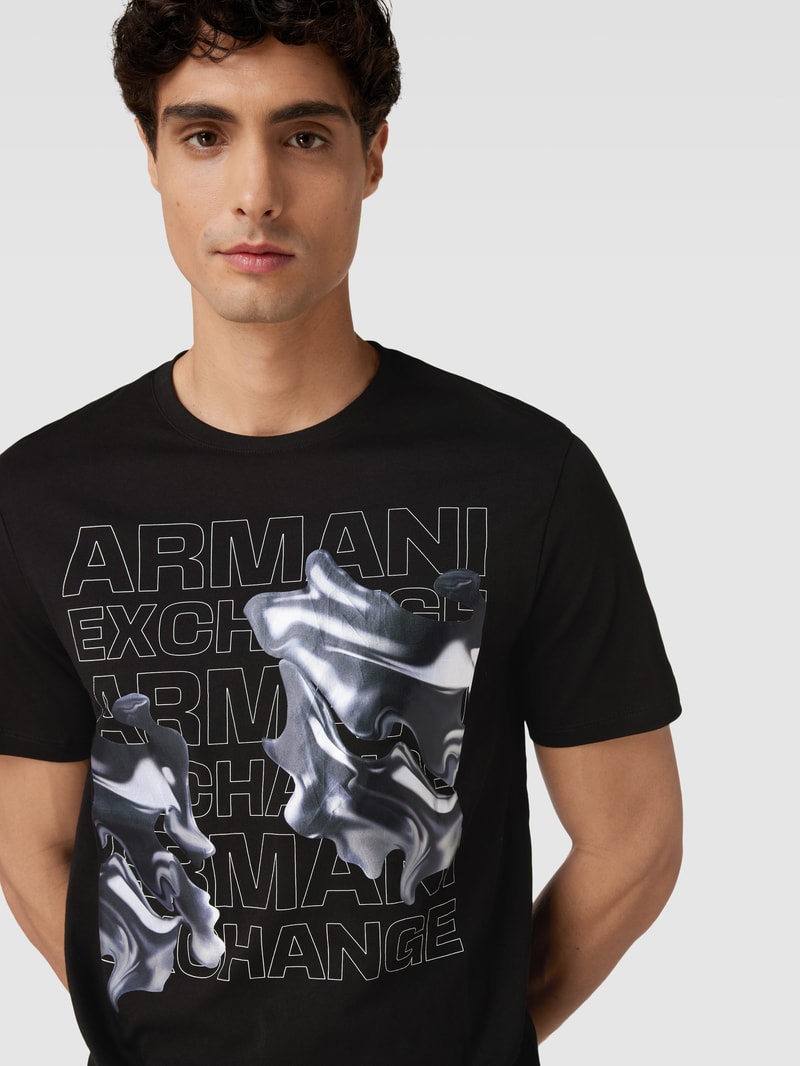 T-Shirt mit Label-Motiv-Print Modell 'Watercapsule' in schwarz