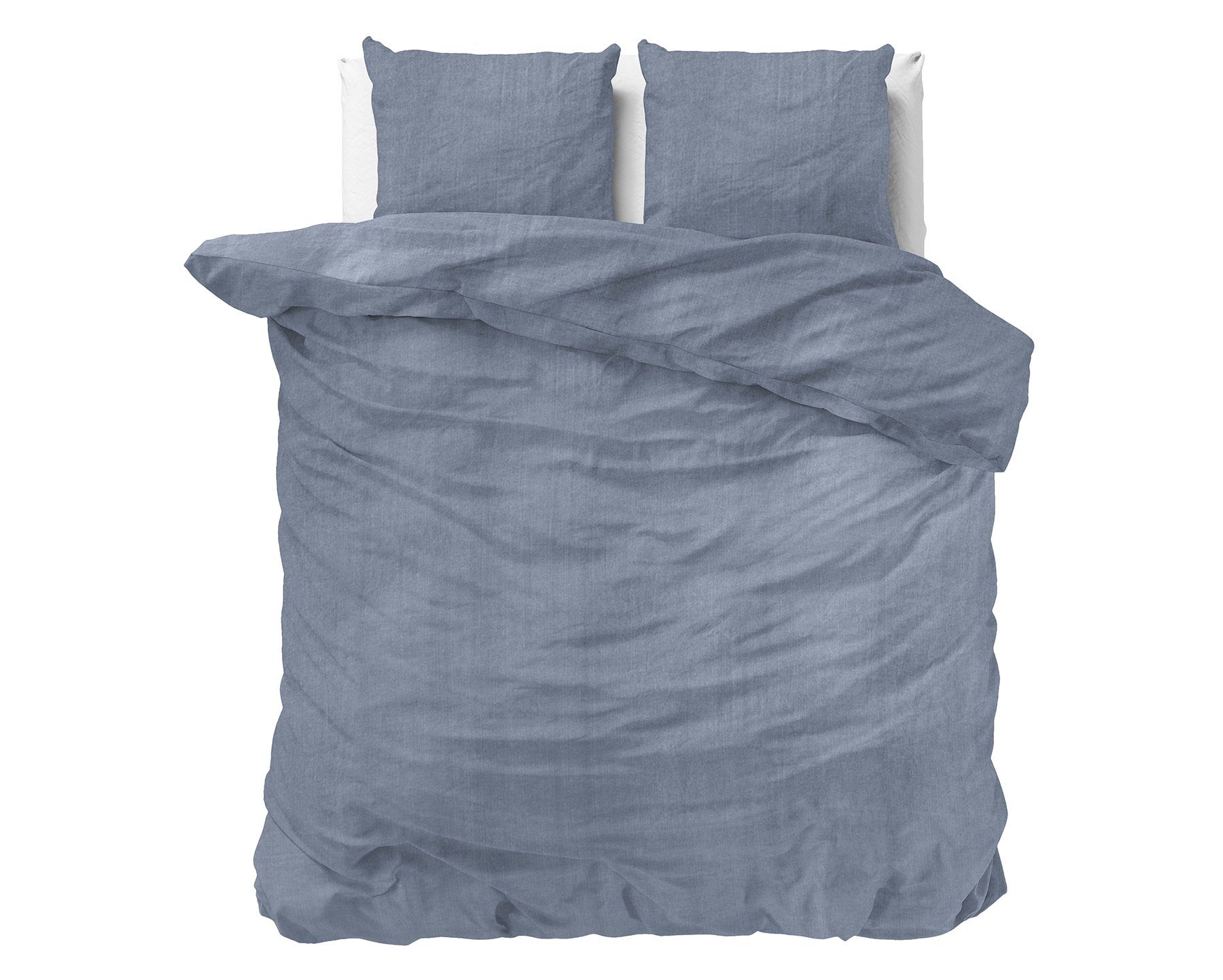 Bettwäsche Denim Stone Washed Bettbezug & Kissenbezüge, Sitheim-Europe, Baumwolle, 2 teilig, 100% Baumwolle