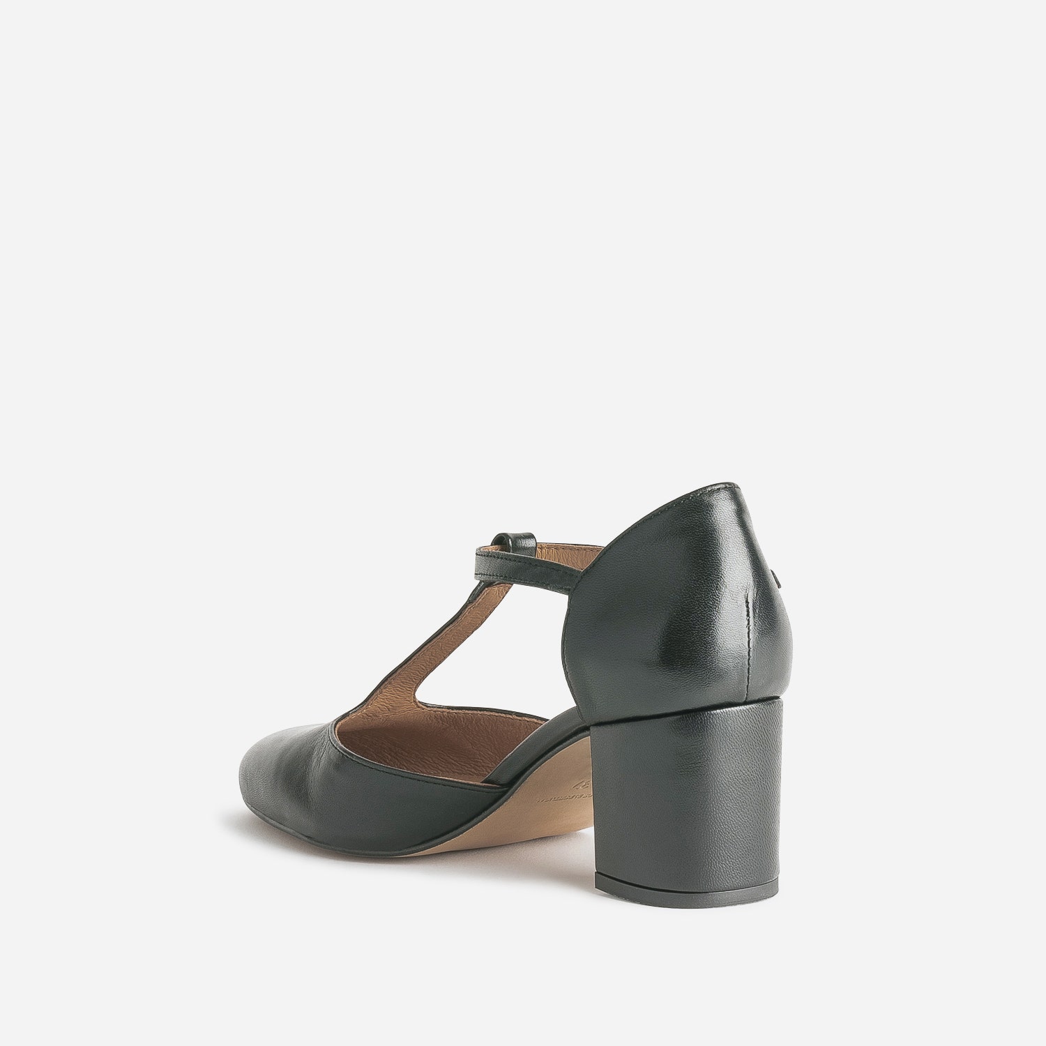 Escarpin-salomé noir éco-conçu en cuir