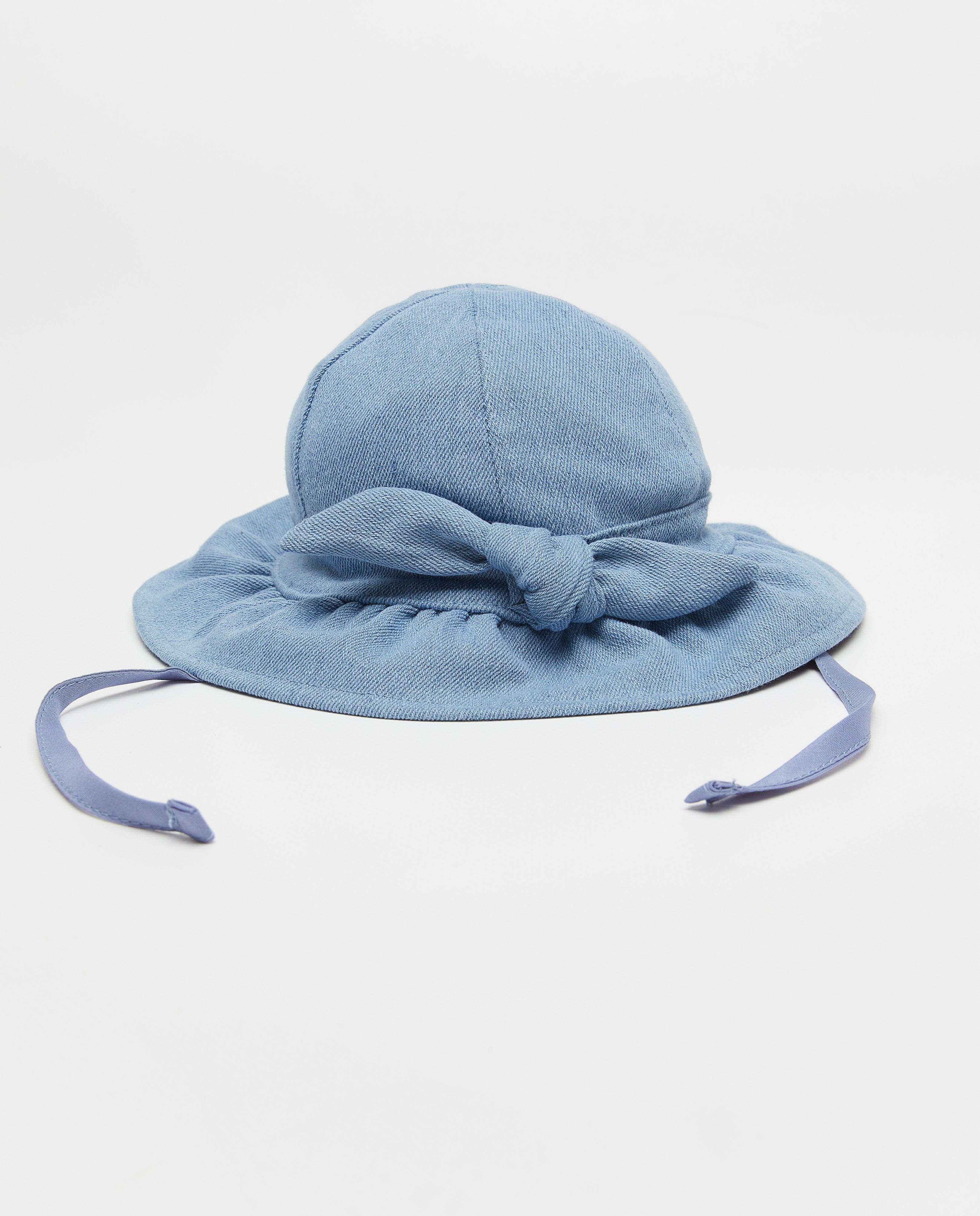 Pălărie de soare din denim pentru nou-născuți 50-68, albastru deschis