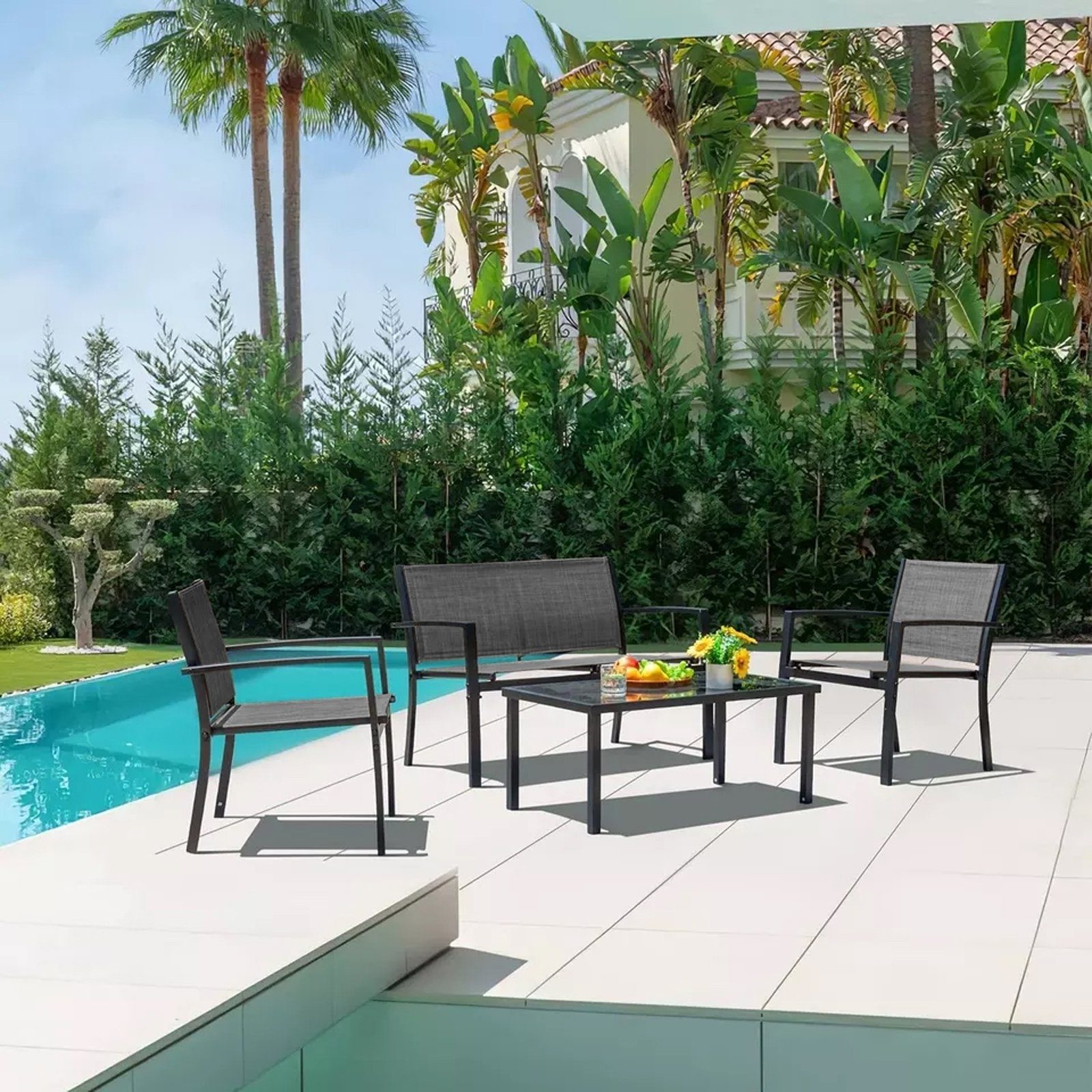 HTI-Living Gartenlounge-Set Terrassenmöbel Rivabella, (Set, 4-tlg), Sitzgruppe Garten Metall