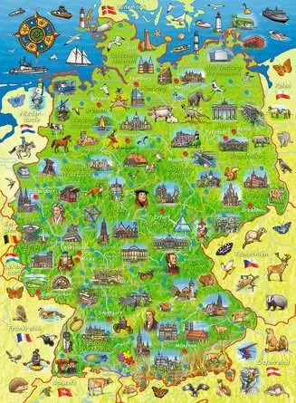 Kinderpuzzle ab 8 Jahren - Bunte Deutschlandkarte - 200 Teile