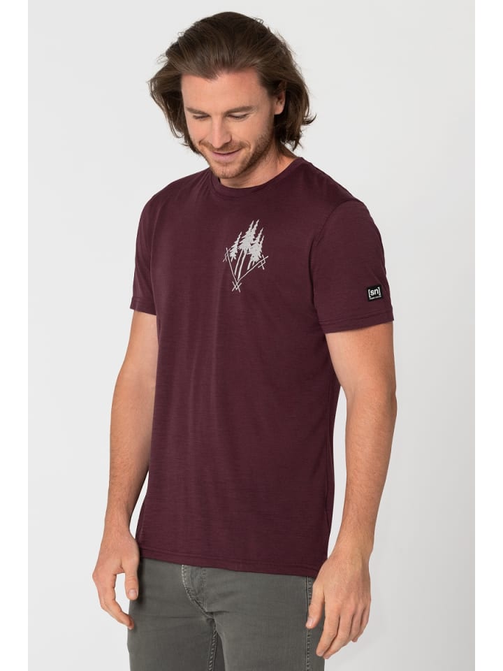 super.natural Merino T-Shirt M FREERIDE TEE in weinrot günstig kaufen S