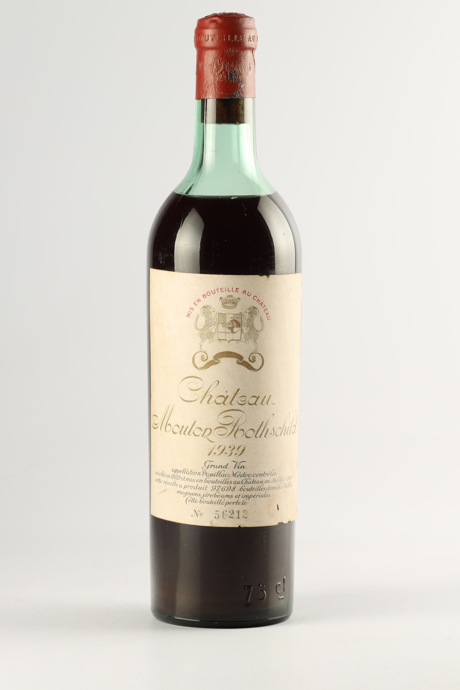 Vin 1939 CHÂTEAU MOUTON ROTHSCHILD 1939, Pauillac. Vin ancien - SoDivin
