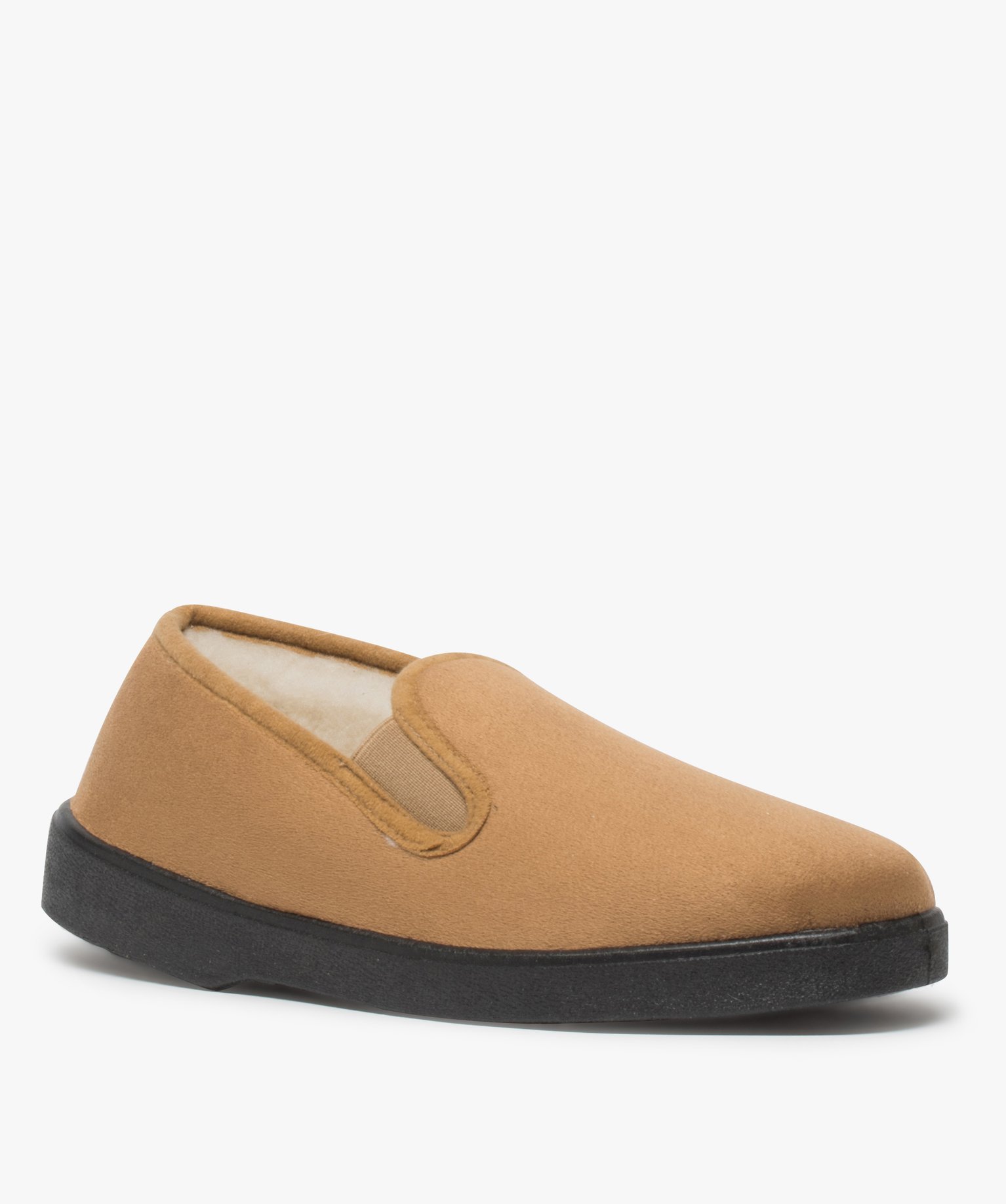 Chaussons homme unis avec doublure chaude camel | GEMO