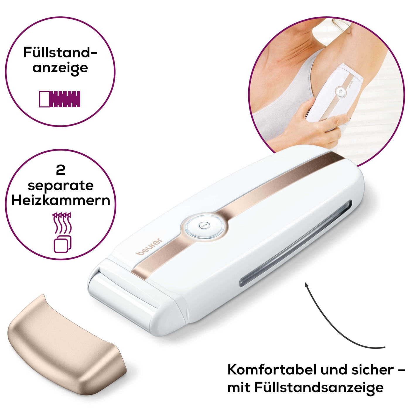 Beurer Warmwachs-Haarentferner HL 40-Kabelloser Haarentferner mit Warmwachs inkl. praktischer Heizstation