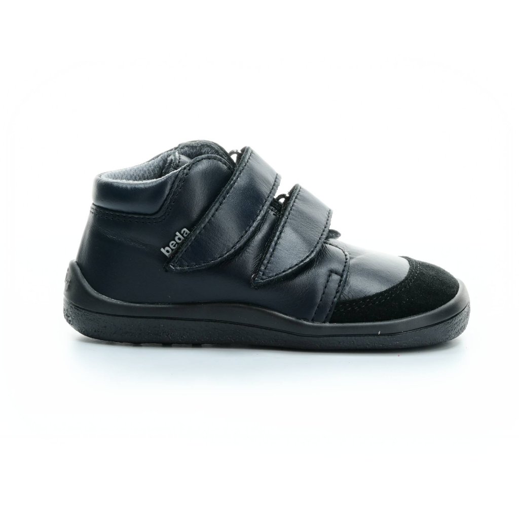 Beda Just Black mit Membran (BF 0001/W/M/SO/2) schwarze Barfuß-Stiefeletten