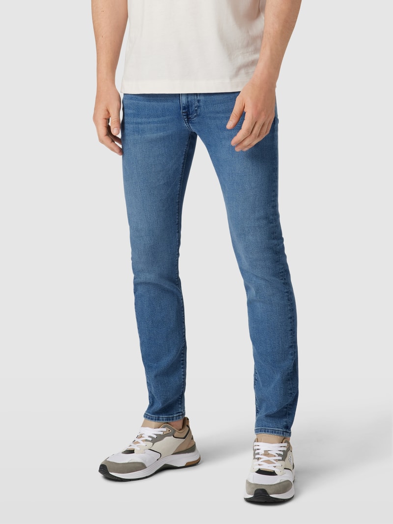 Slim Fit Jeans mit Knopf- und Reißverschluss Modell 'STEVEN' in blau