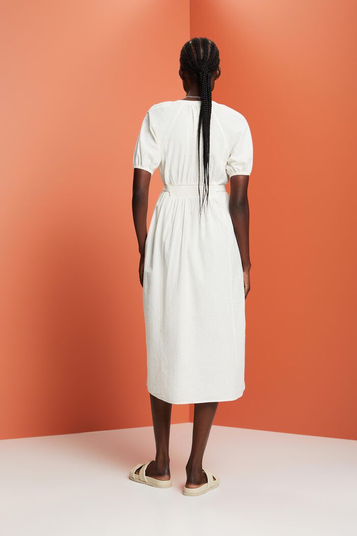 Midi-Hemdblusenkleid mit Bindegürtel, Baumwollmix