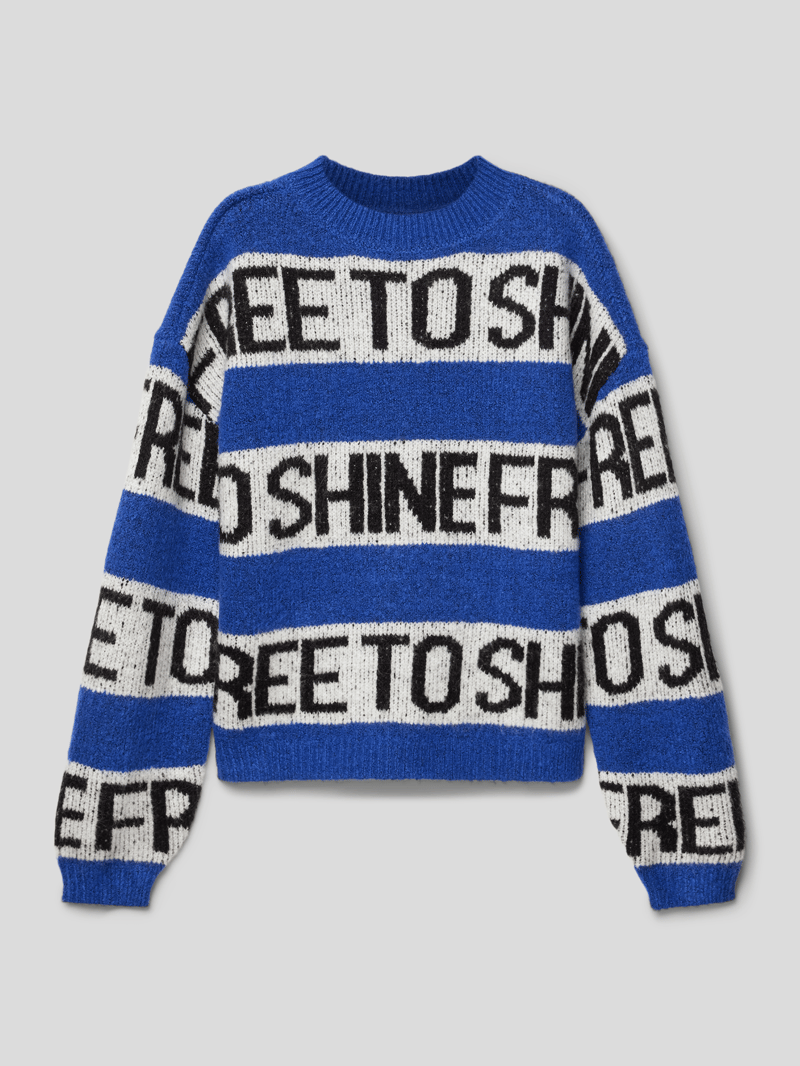Strickpullover mit Streifenmuster in royalblau