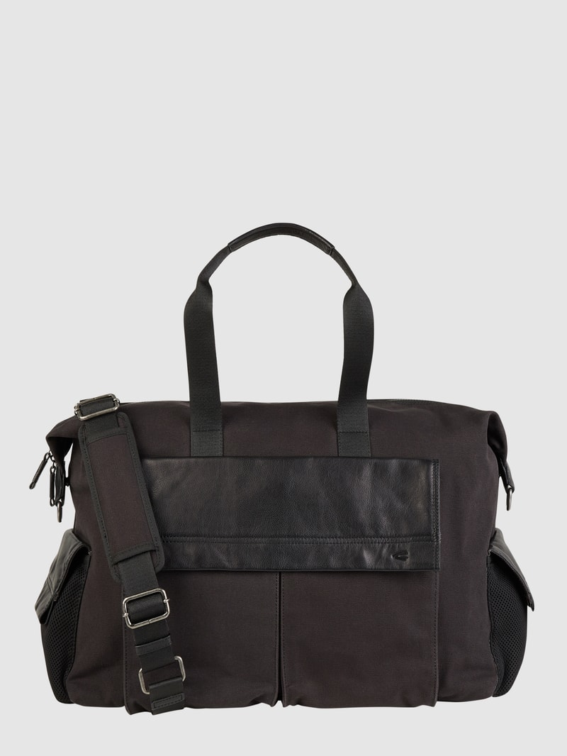 Weekender mit Leder-Anteil in schwarz