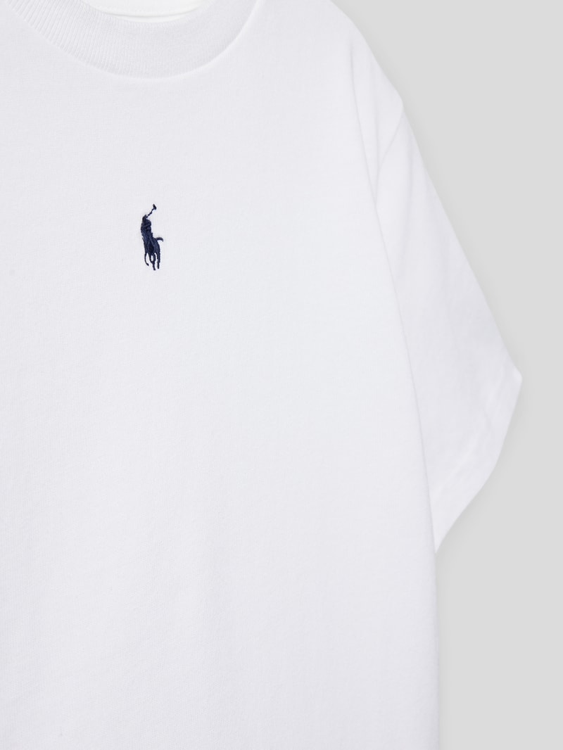 T-Shirt mit Label-Stitching in weiß