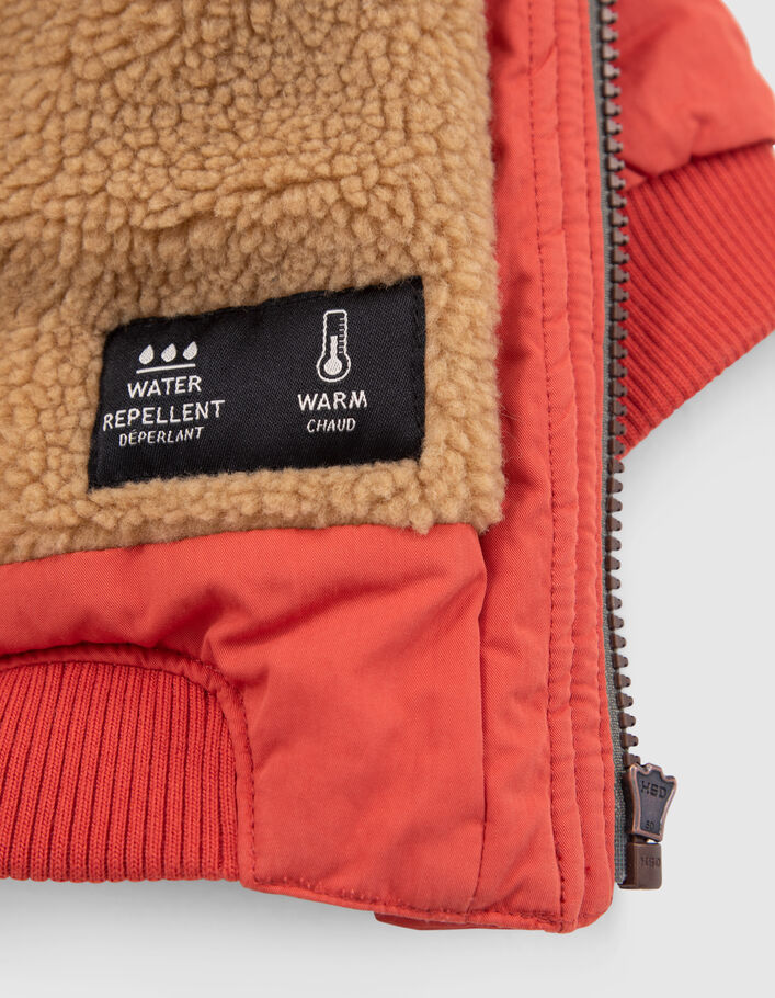 Parka orange fourrée print dos bébé garçon