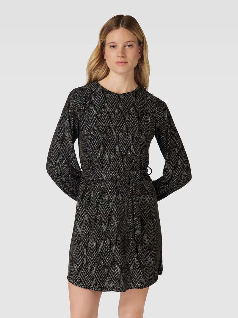 Knielanges Kleid mit Bindegürtel in silber