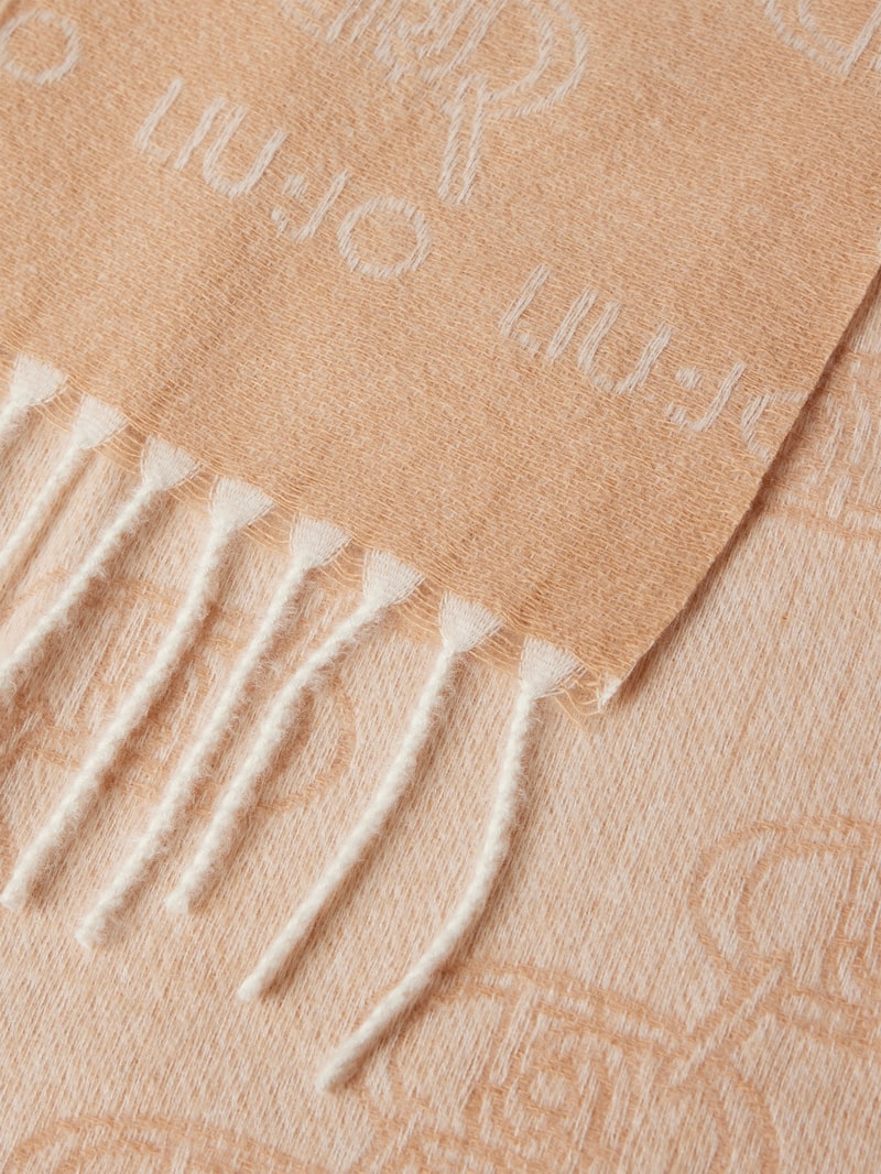Schal mit Label-Stitching Modell 'Stola' in beige