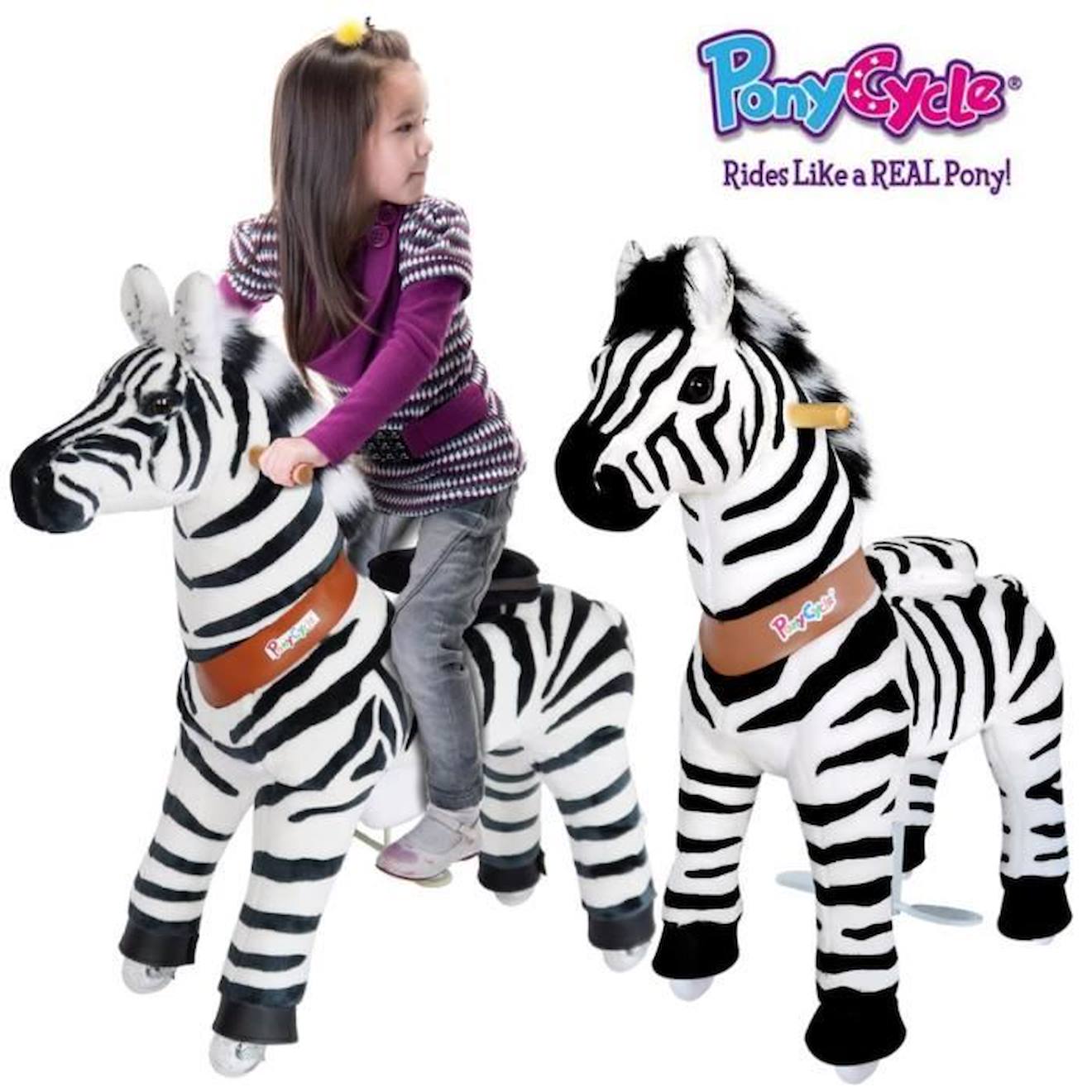 PonyCycle Modèle U Monter à cheval Animal qui marche Zebra à roues avec frein et son Taille 3 pour les 3-5 ans Ux368 noir