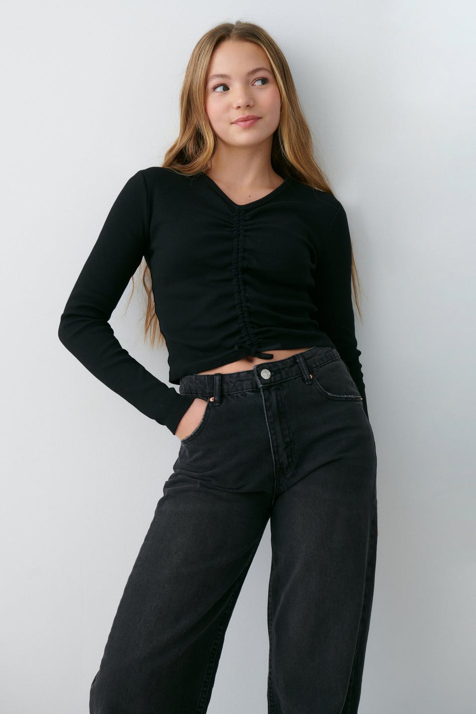 Y front drawstring top