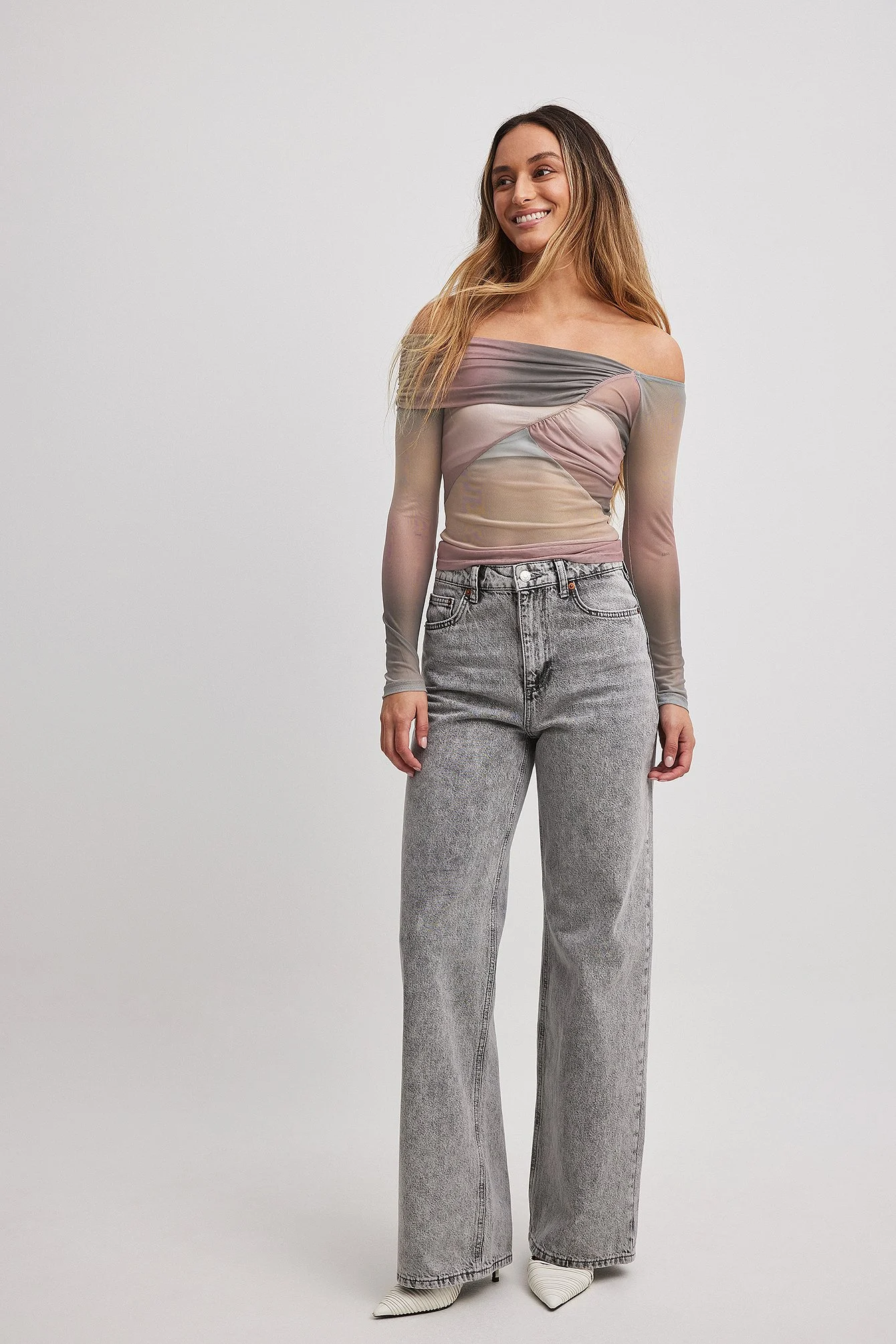 Drapiertes Top aus Mesh