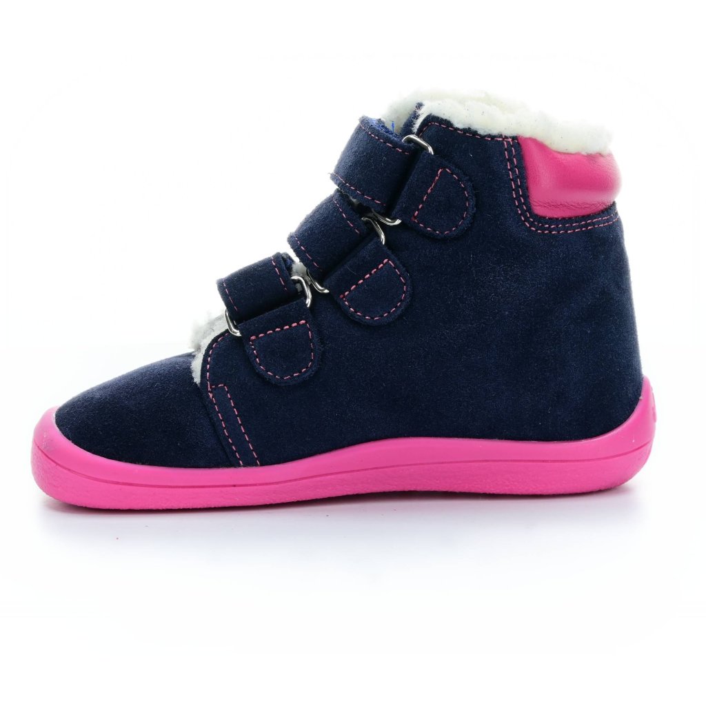 Beda Elisha mit Membran (BF 0001/W/MK/Fell, höher) dunkelblaue Winter-Barfußstiefeletten