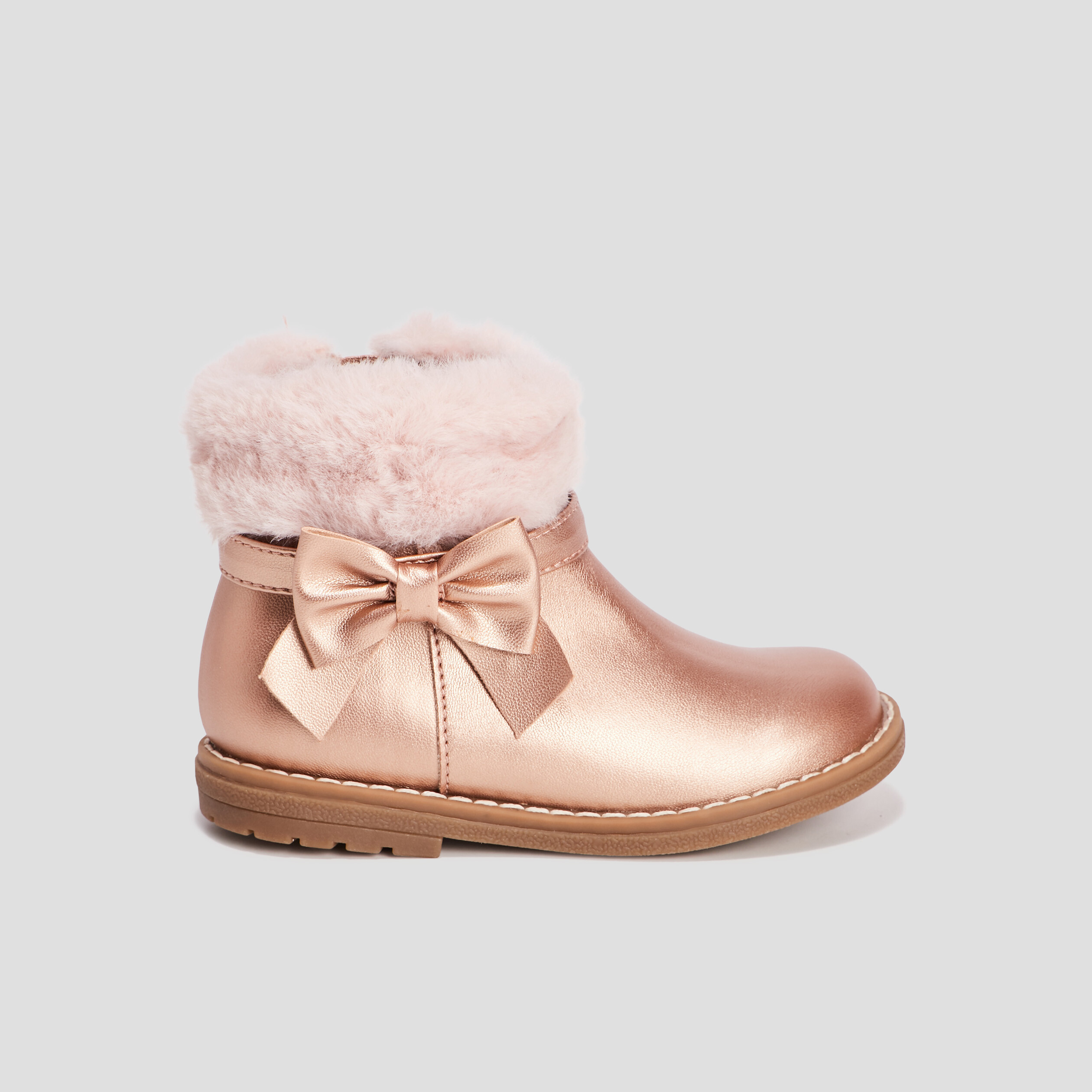 Bottines aspect métallisé rose champagne fille | La Halle