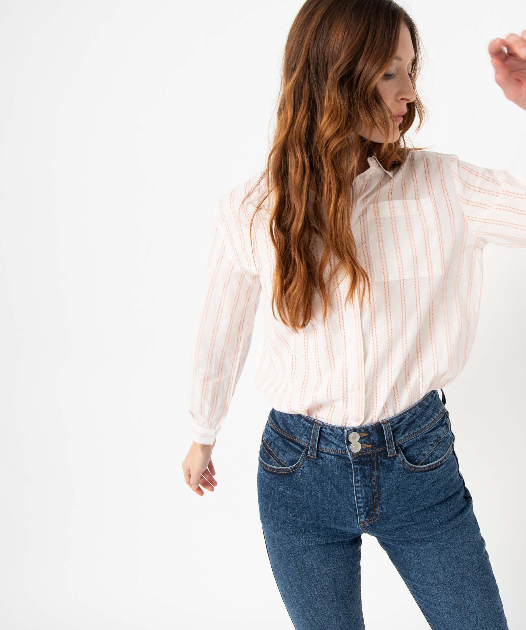 Chemise femme légères à rayures ajourées raye | GEMO