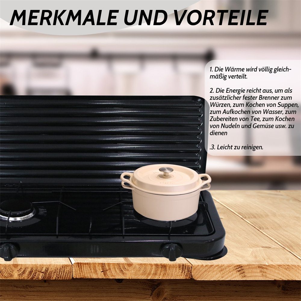 Mucola Gaskocher Campingkocher 2 flammig Gaskocher Camping Kochfeld Metall Gasbrenner, (1-St), Flamme stufenlos regulierbar durch Drehknopf