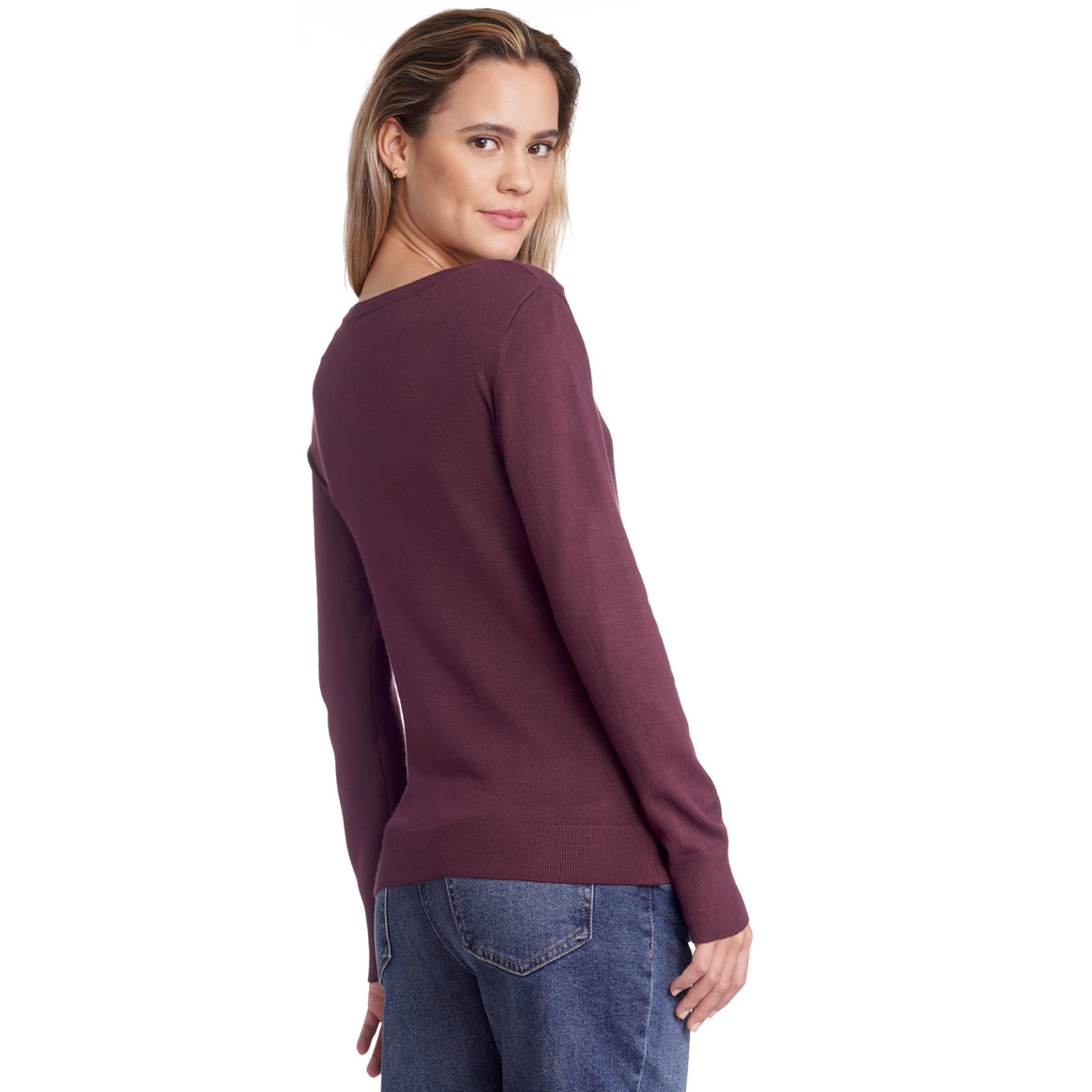 Damen Feinstrickpullover mit V-Ausschnitt