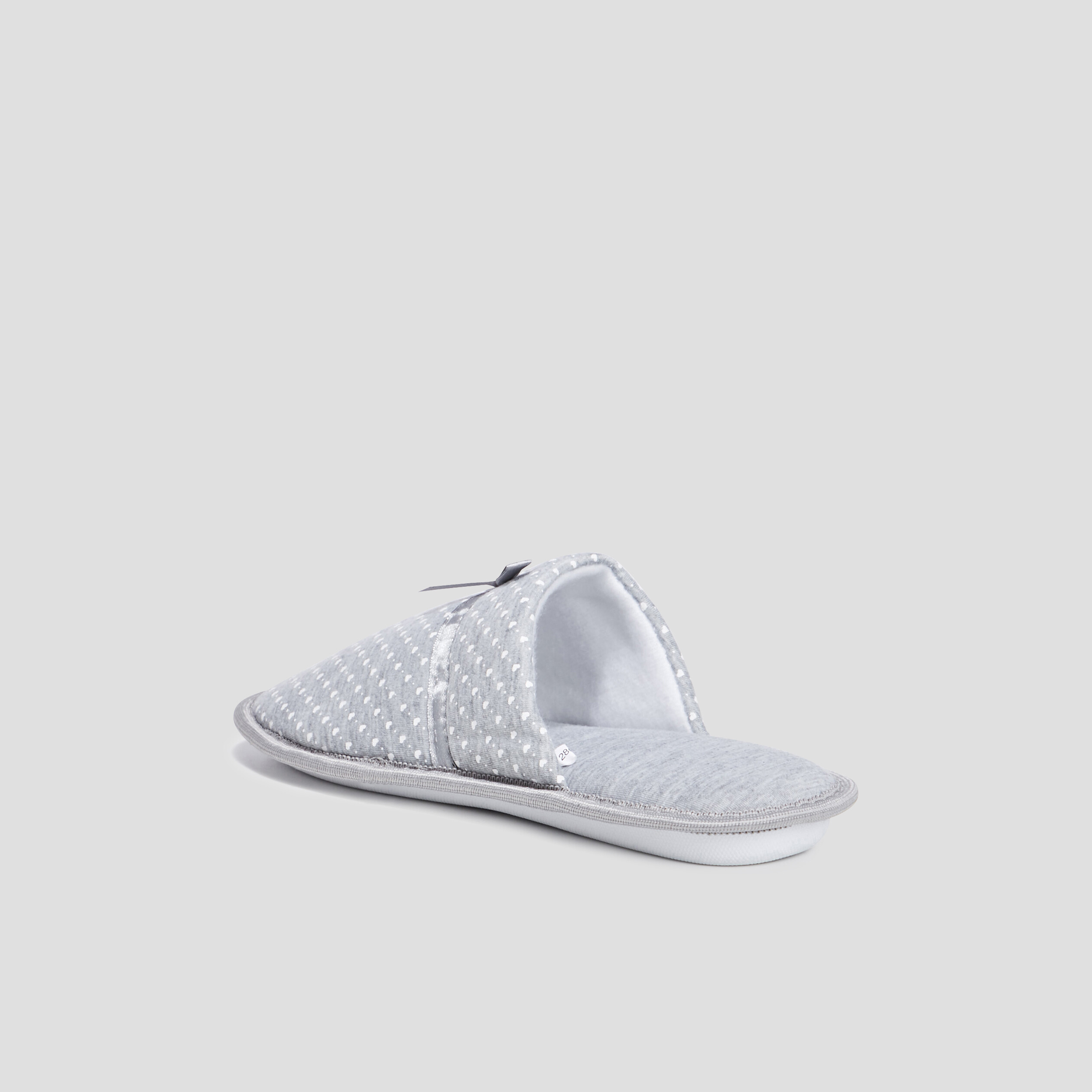 Chaussons mules petits coeurs gris femme | La Halle