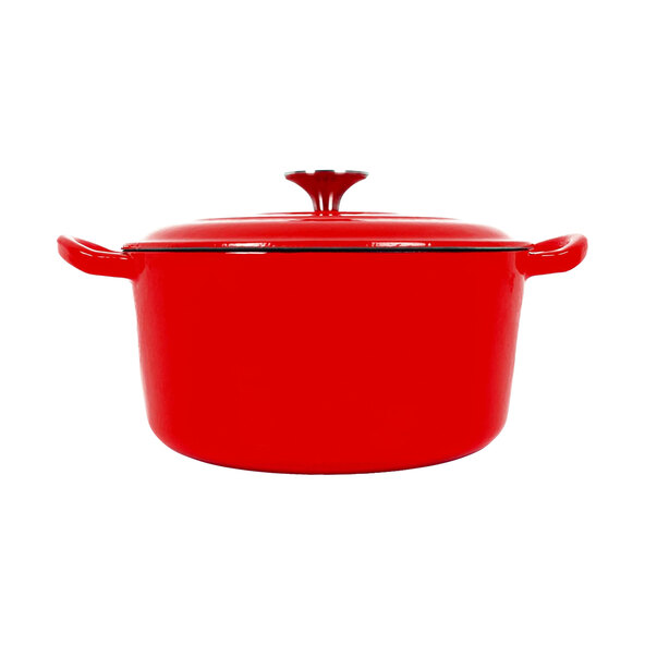 Gusseisen Koch-/Schmortopf mit Deckel, rot