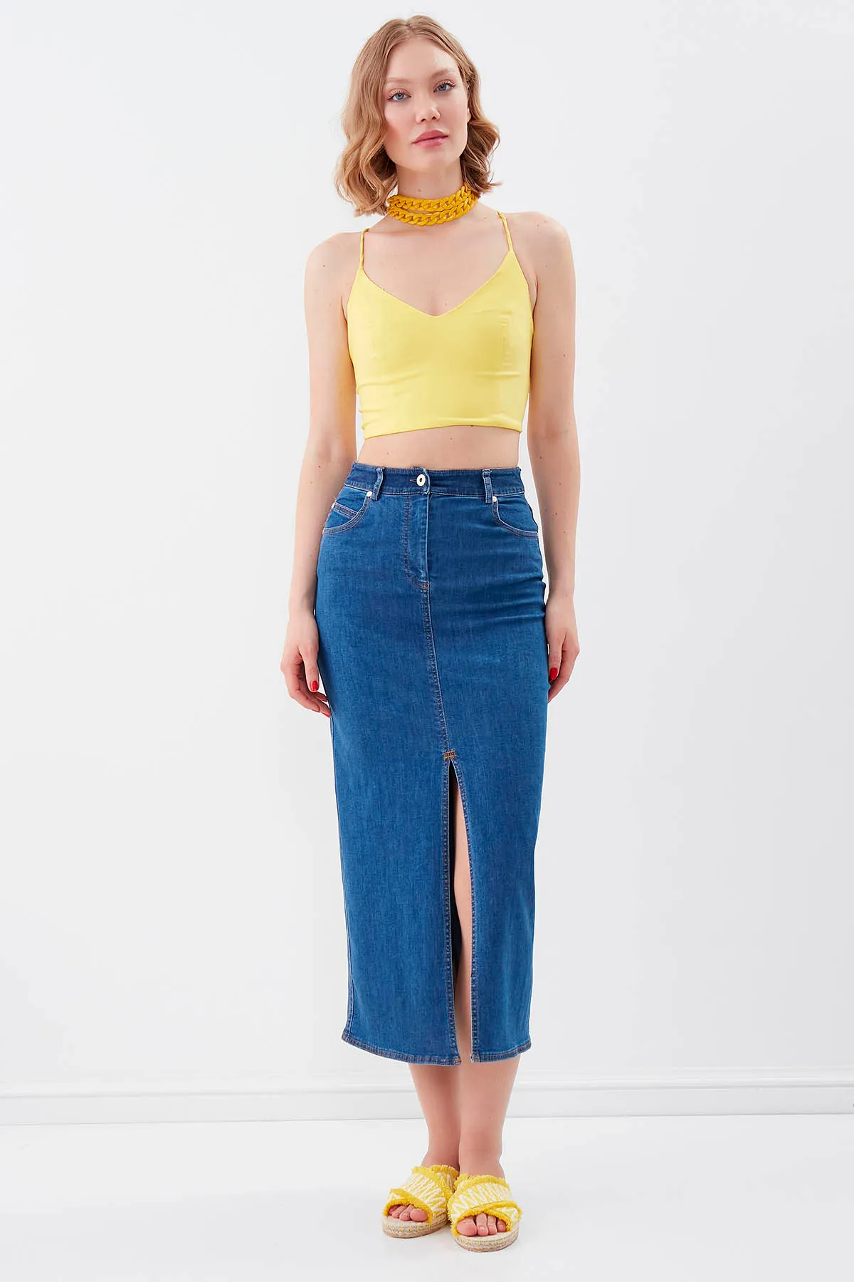 Vitrin  Midi-Jeansrock mit Schlitz vorne