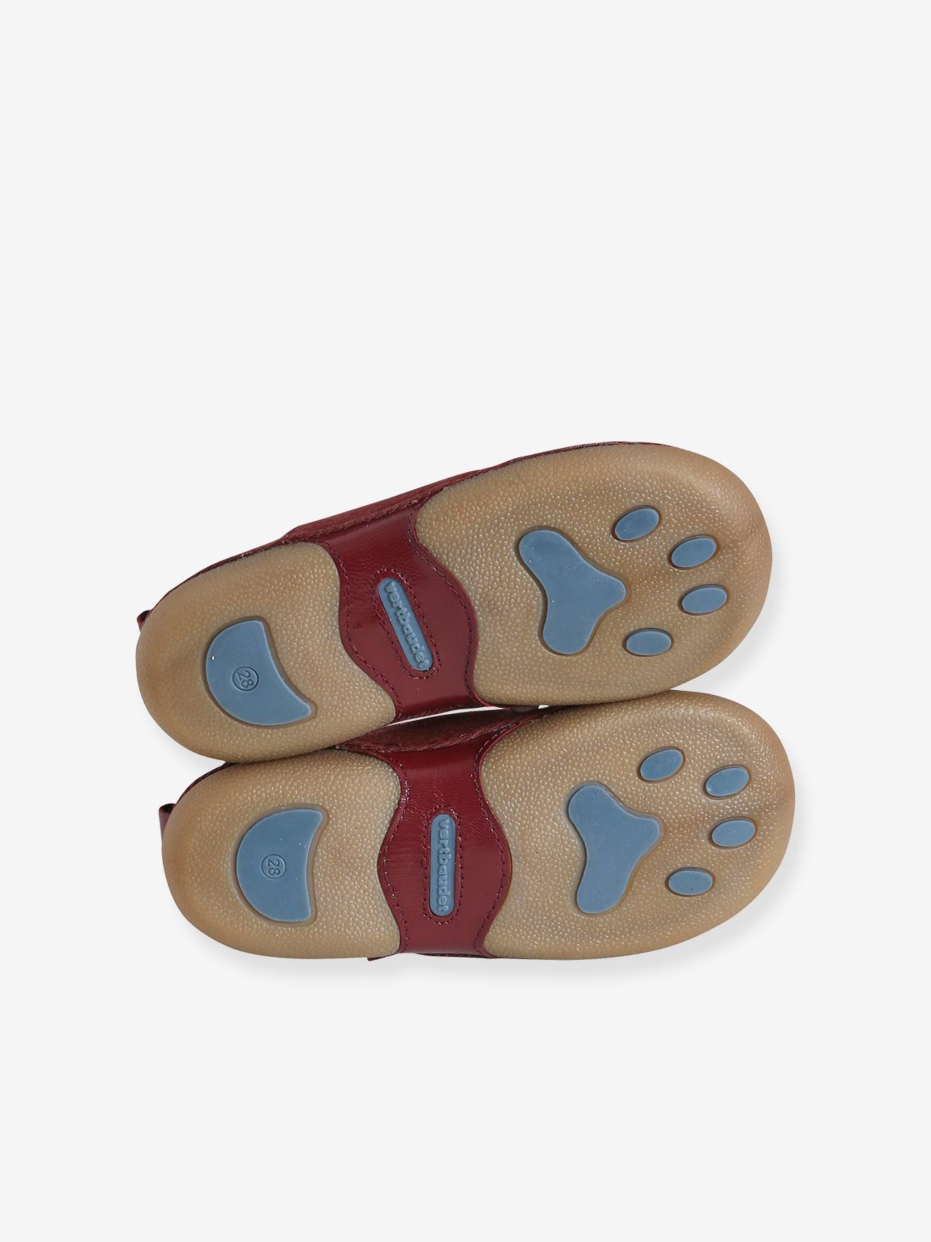 Chaussons élastiqués garçon en toile bordeaux