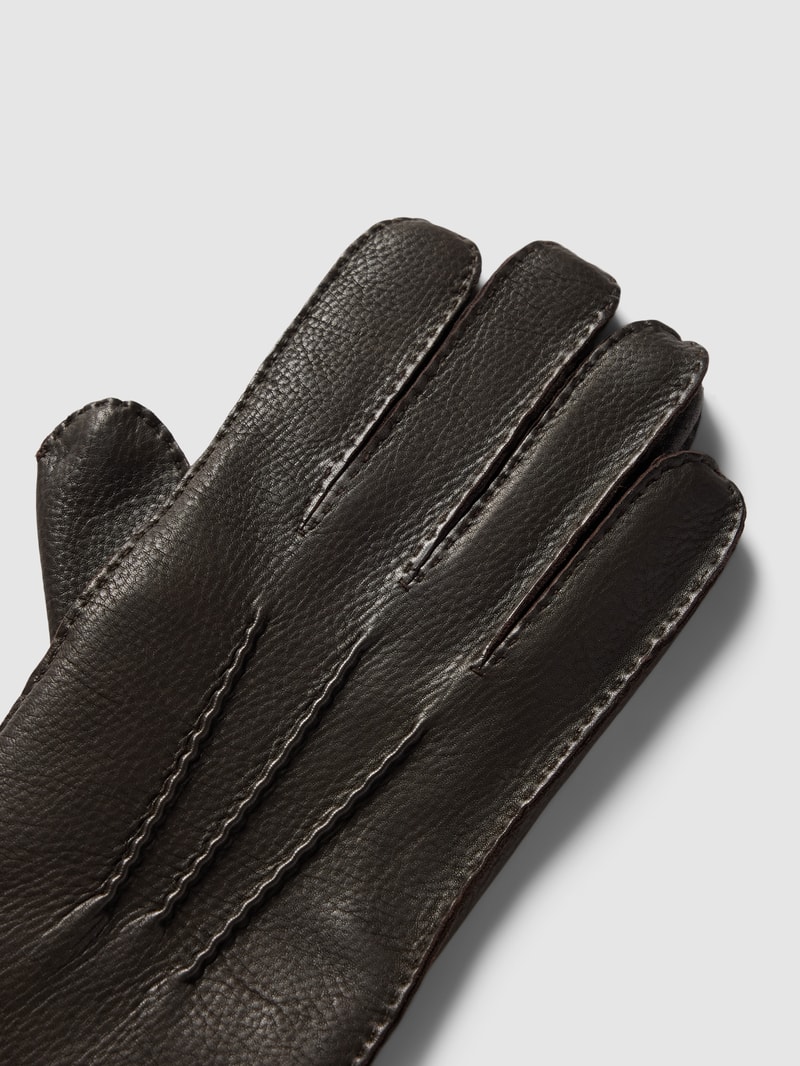 Handschuhe mit Label-Detail Modell 'Garmisch' in dunkelbraun