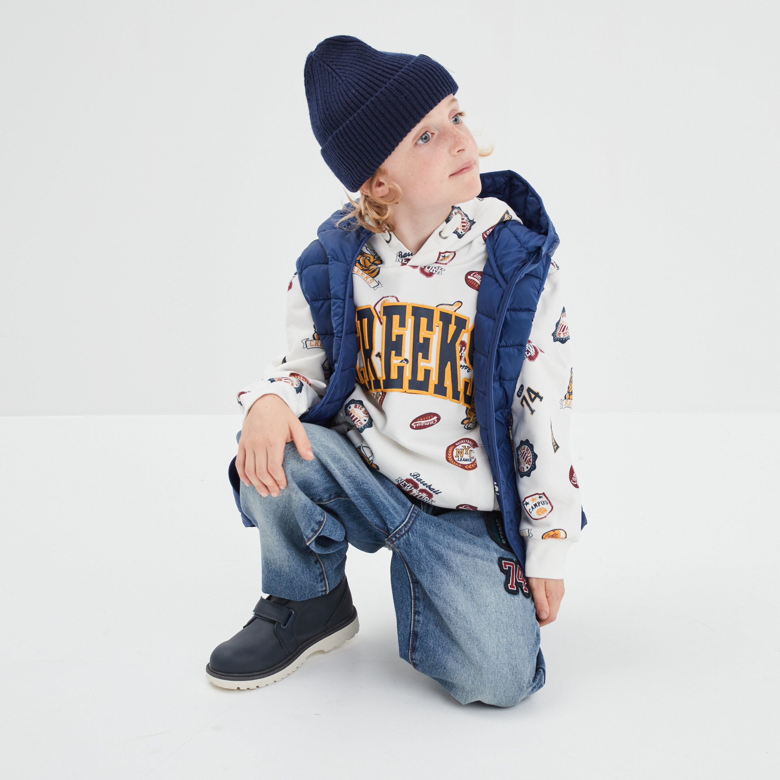 Sweat à capuche hoodie Creeks blanc garçon | La Halle