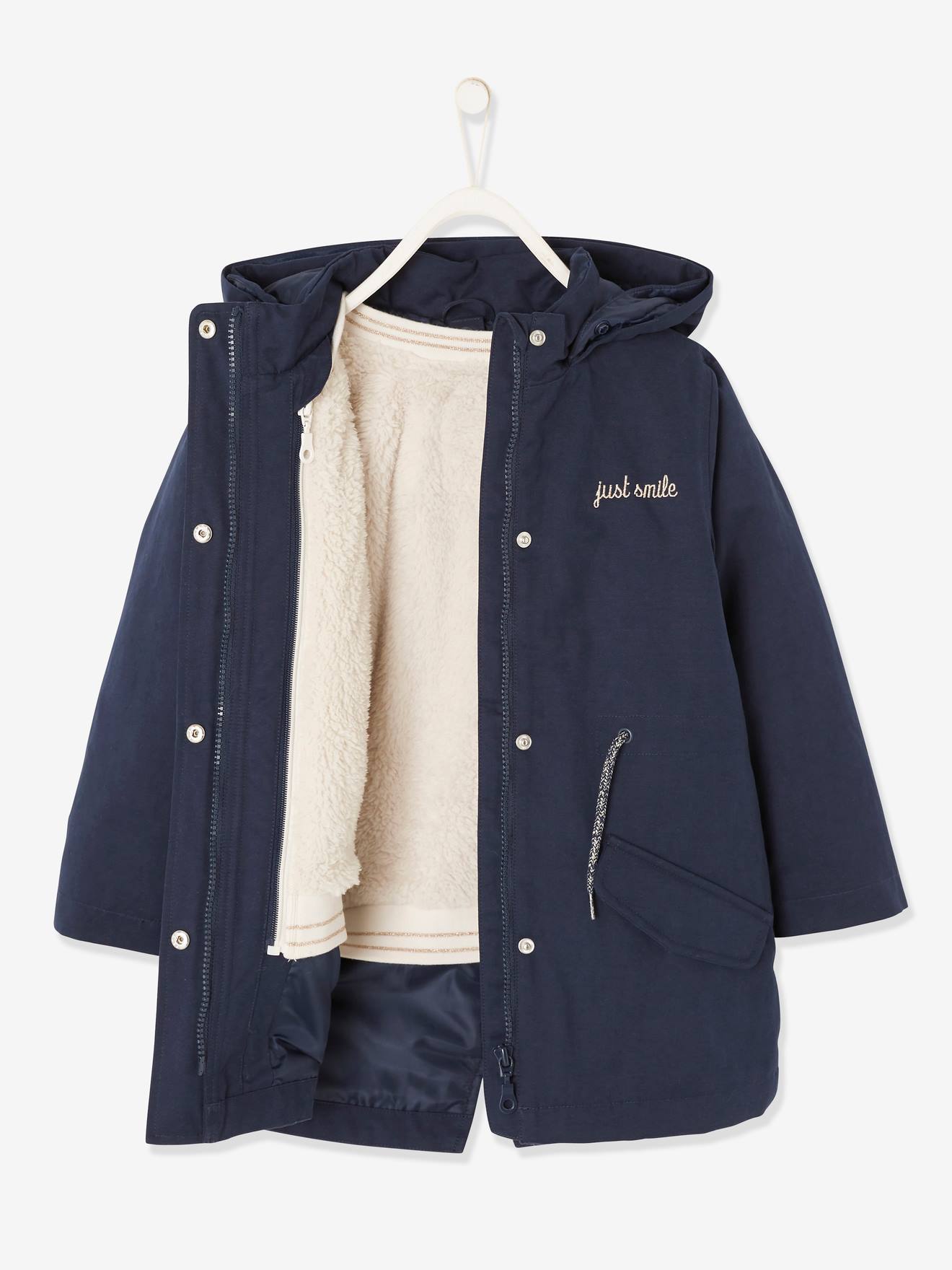 Parka à capuche 3 en 1 fille encre
