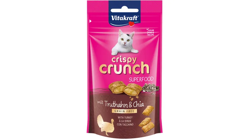 Vitakraft Katzensnack Crispy Crunch, Truthahn + Chia 60 g