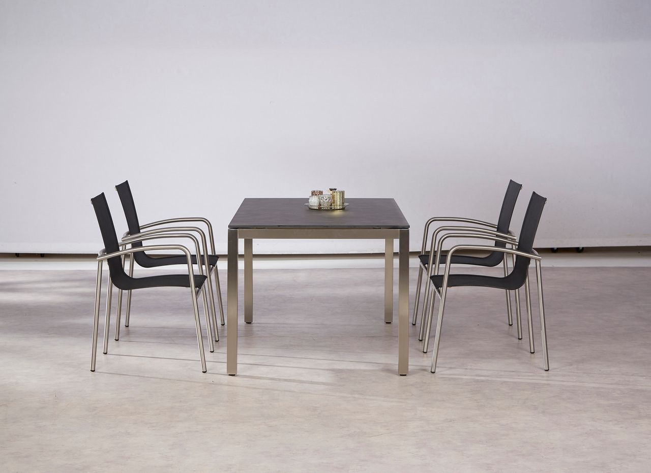 BEST 5-tlg. Dining Gruppe Khartum/Marbella Edelstahl/schwarz
