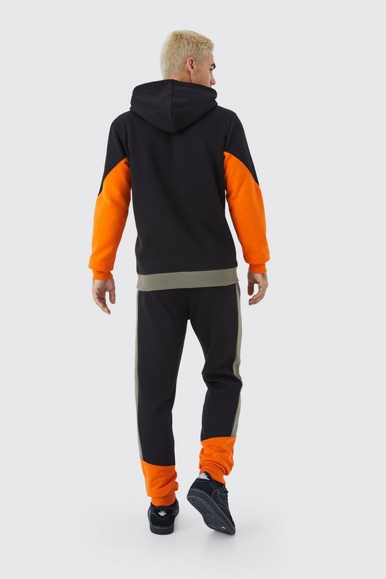 Man Slim-Fit Colorblock Trainingsanzug mit Kapuze