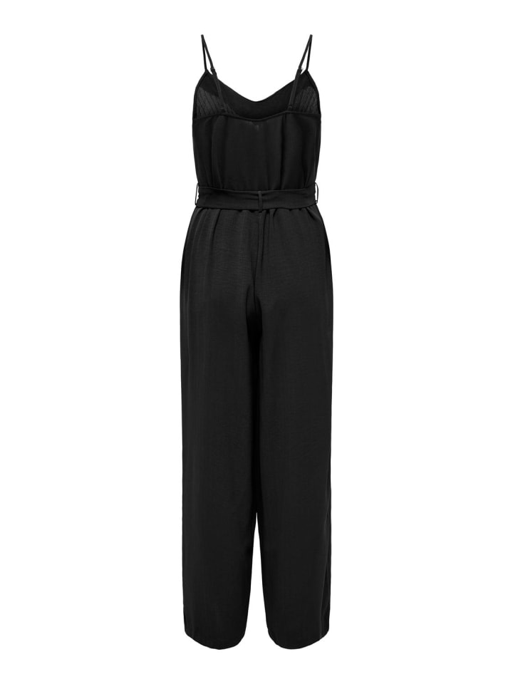 ONLY Jumpsuit Gürtel Taille Rüschen Schmale Träger in Schwarz-3 günstig kaufen L